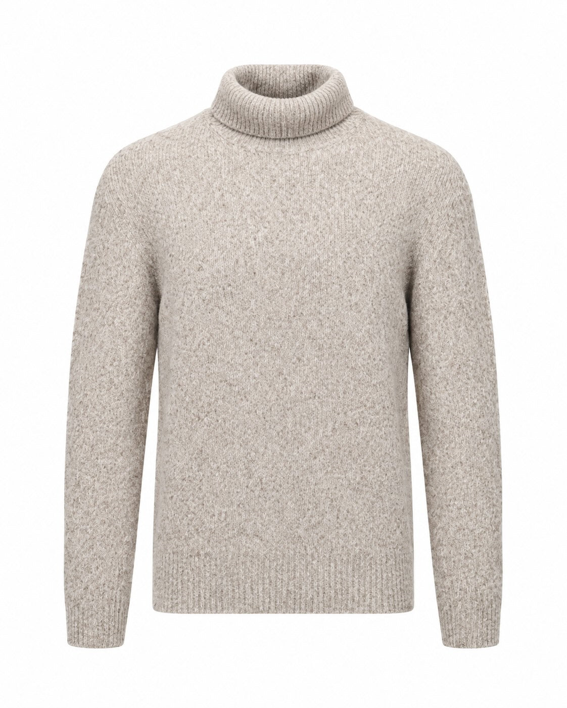 Rollkragenpullover mit Baumwolle und Alpaka in Beige