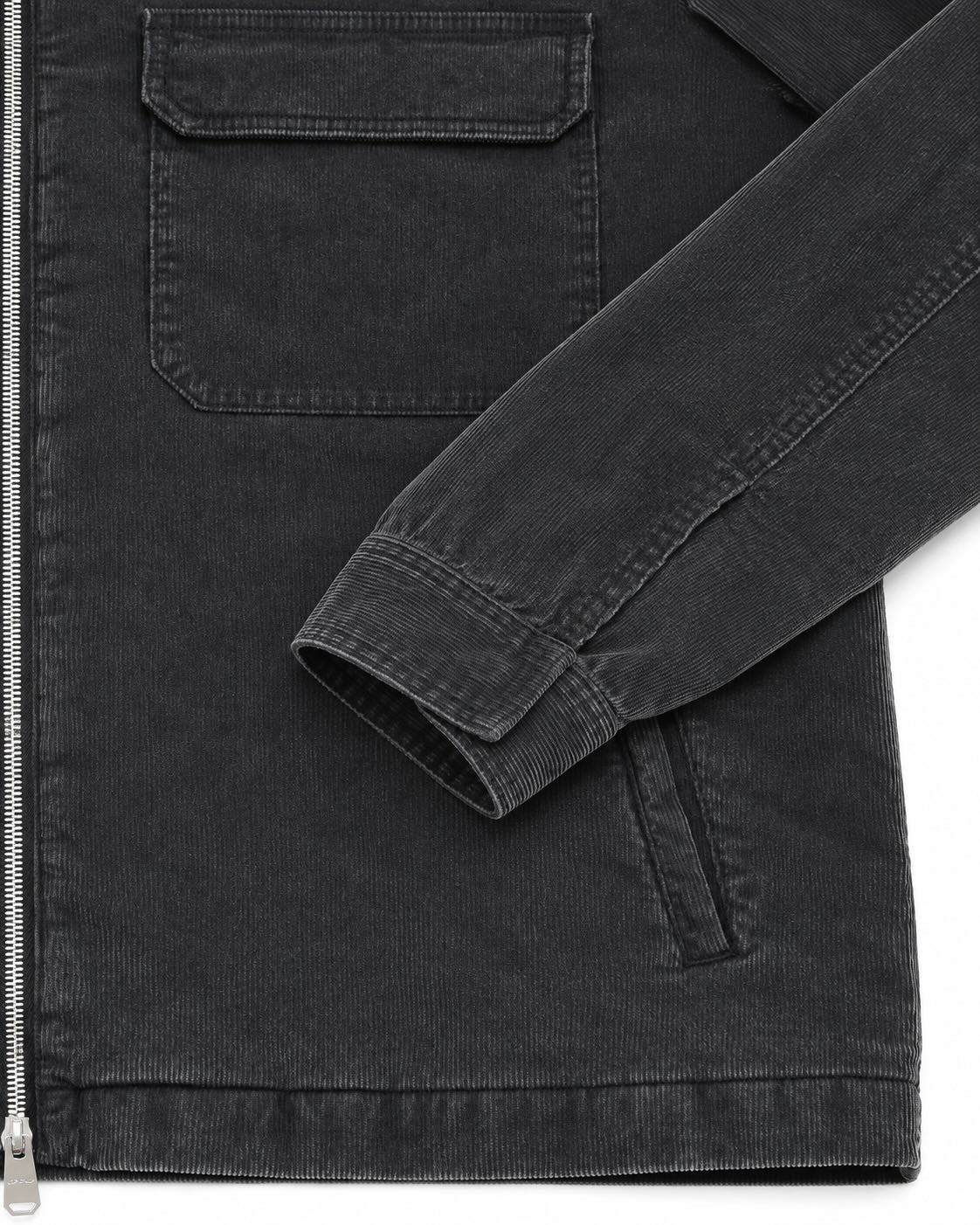 Cordjacke aus Baumwolle in Grau im Regular Fit