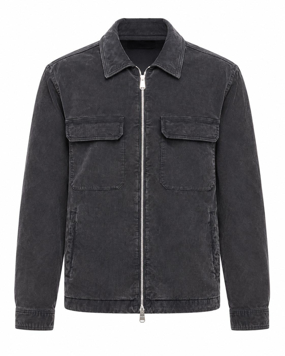 Cordjacke aus Baumwolle in Grau im Regular Fit