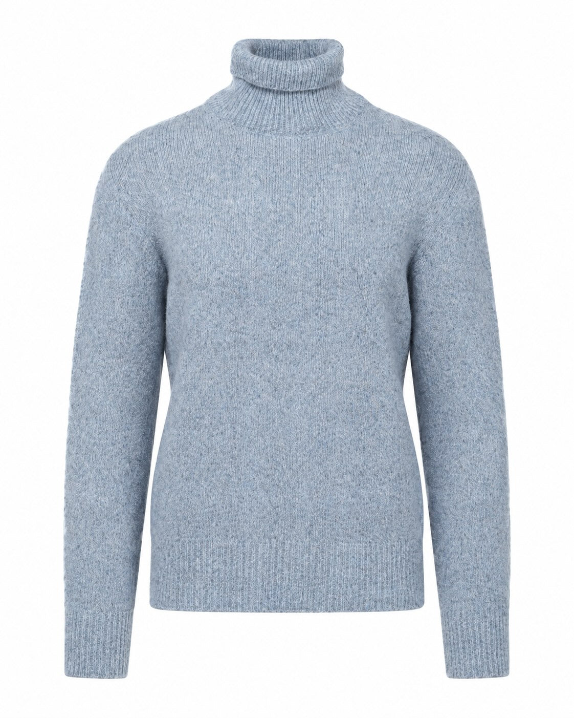 Turtleneck sweater with cotton and alpaca in light blue