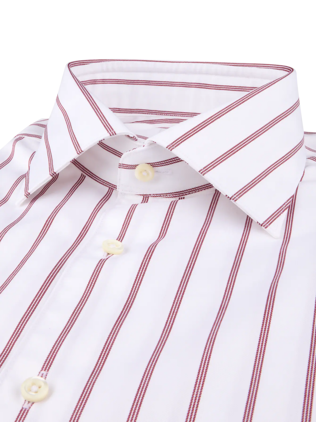 Striped twill shirt in red twofold cotton