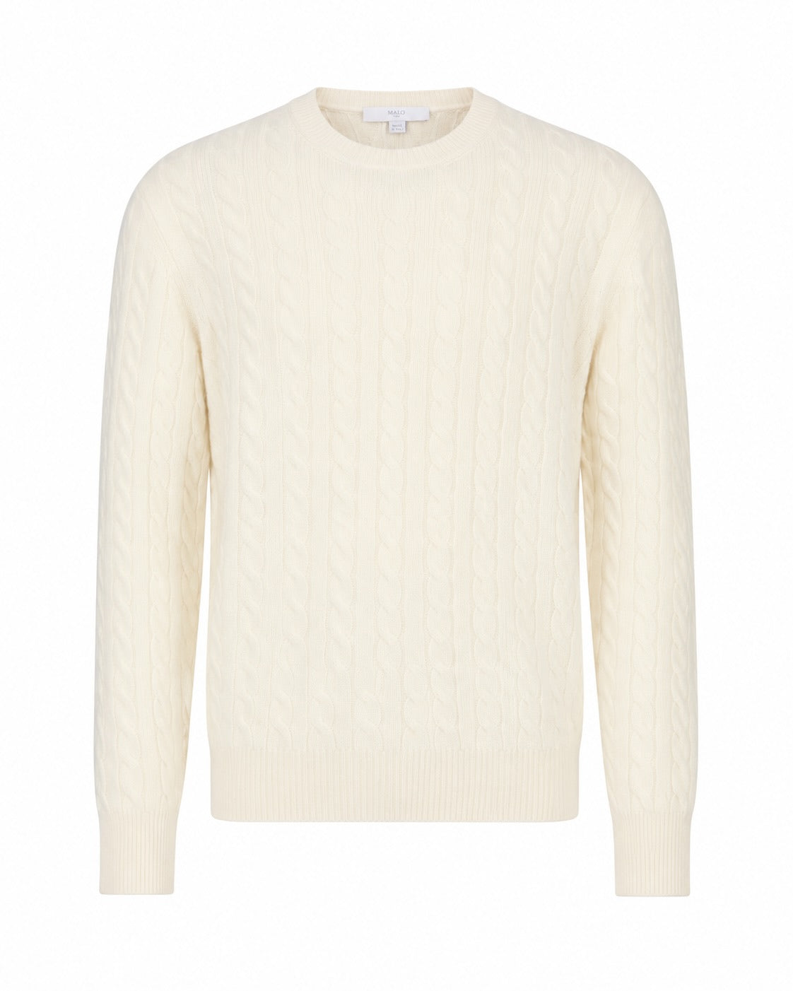Cashmere crew-neck sweater with cable knit