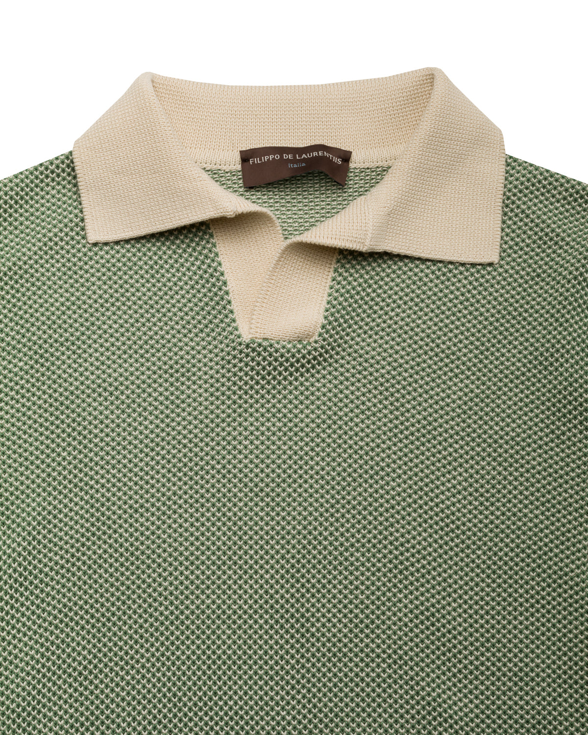 Cotton crepe polo shirt, slim fit, with Cuban collar