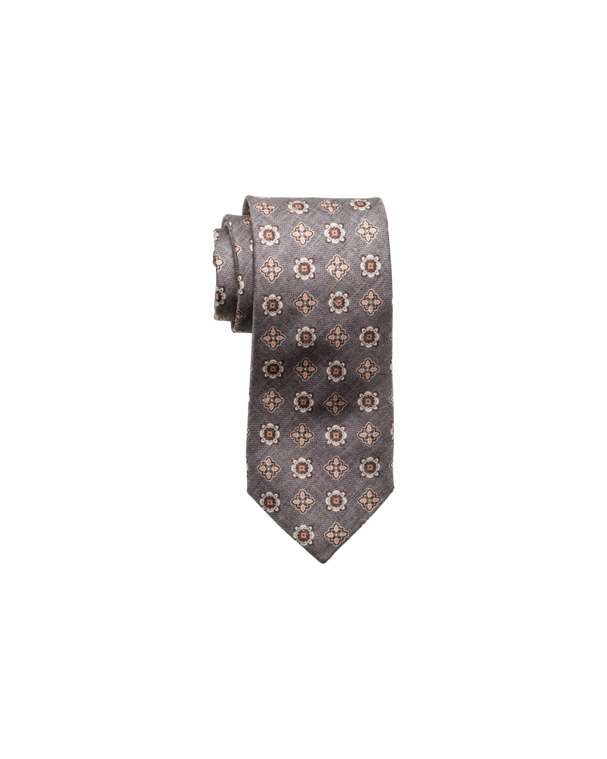 Silk tie, finely patterned, grey and beige