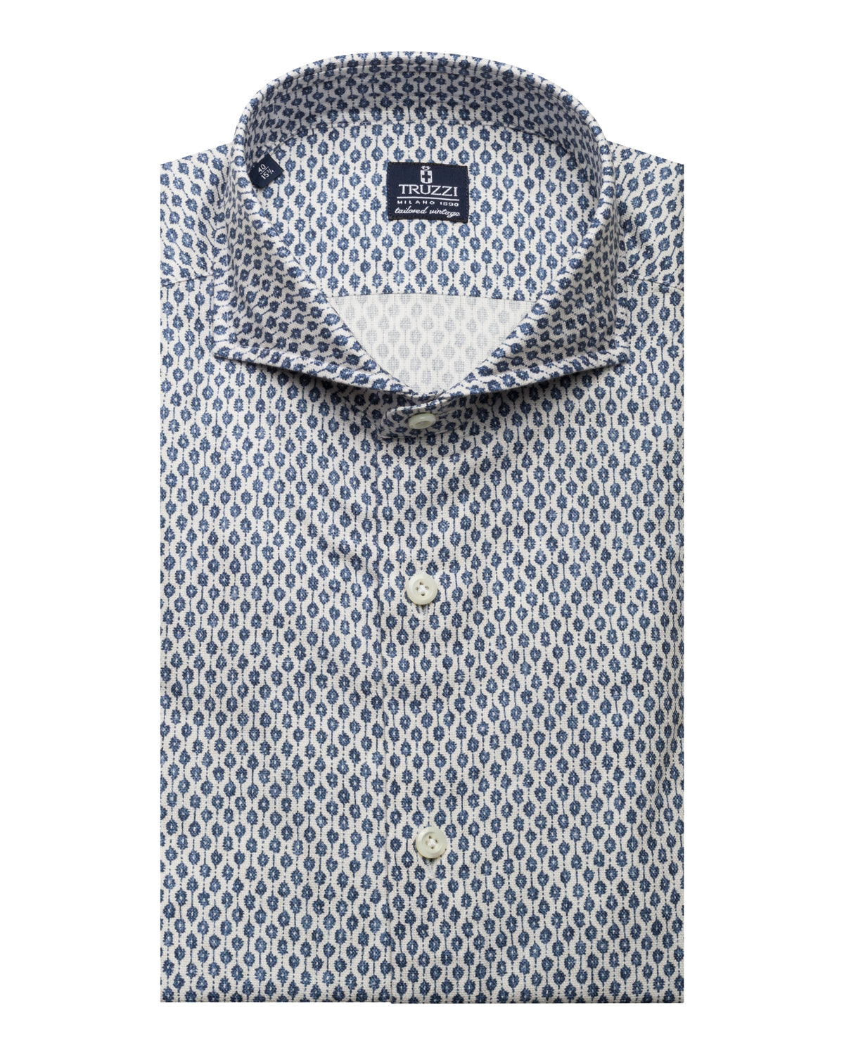 Cotton shirt with all-over pattern, slim fit