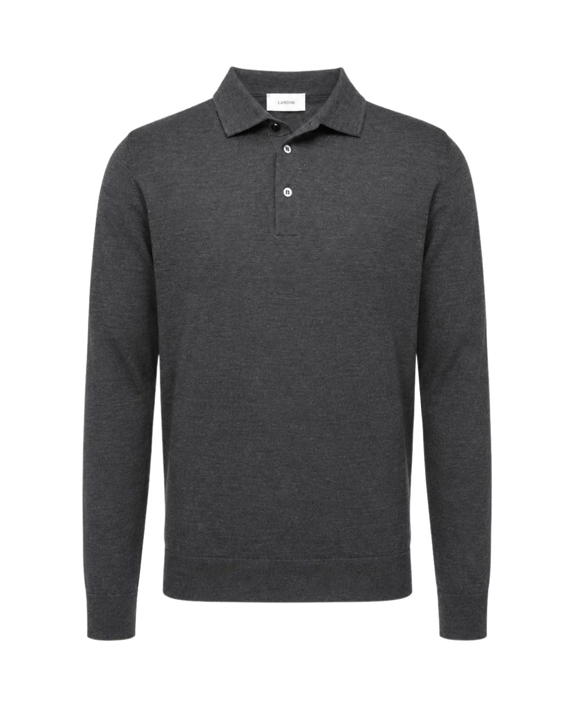 Feinstrick Langarm Poloshirt aus Schurwolle