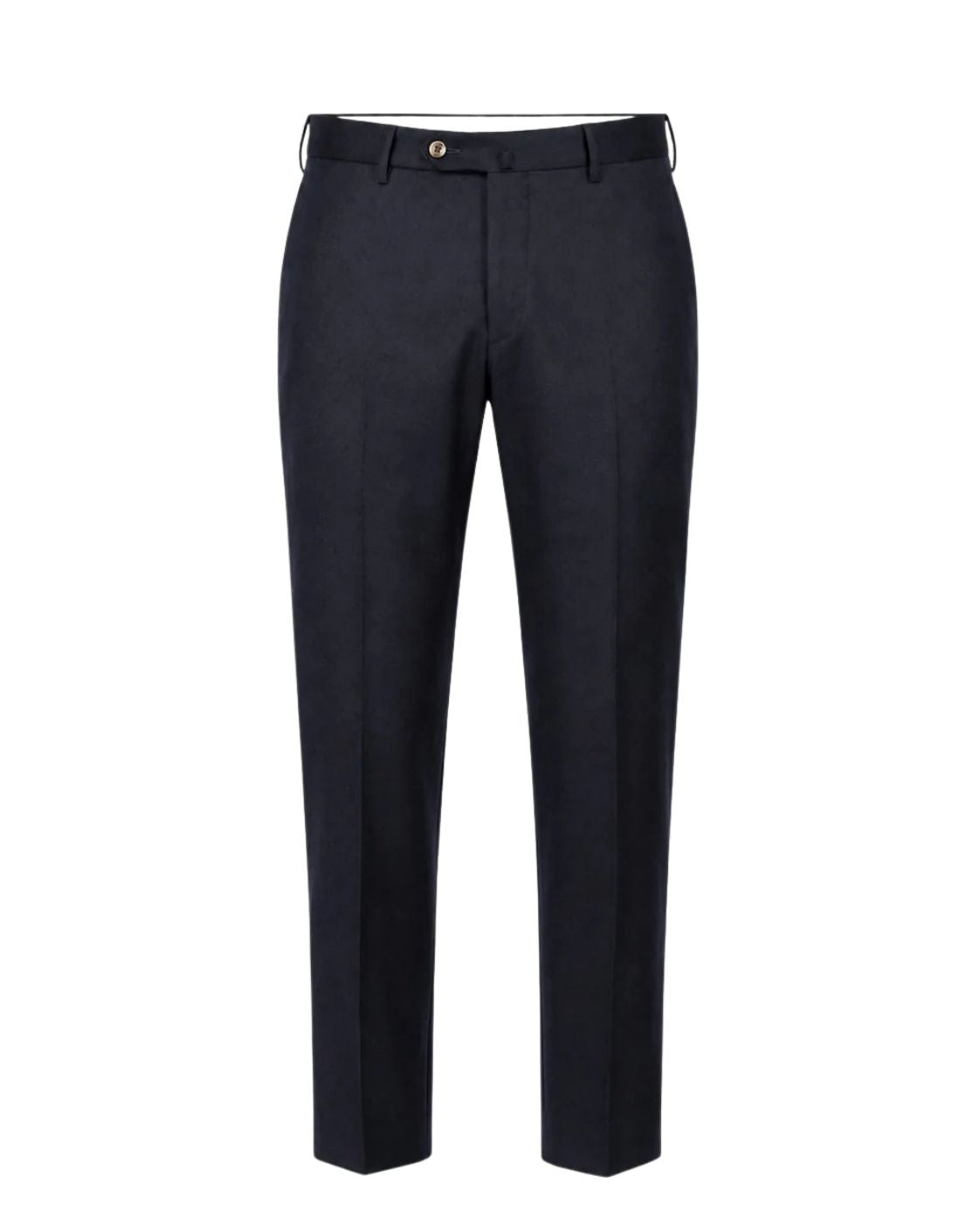 Dark blue slim fit wool trousers with stretch