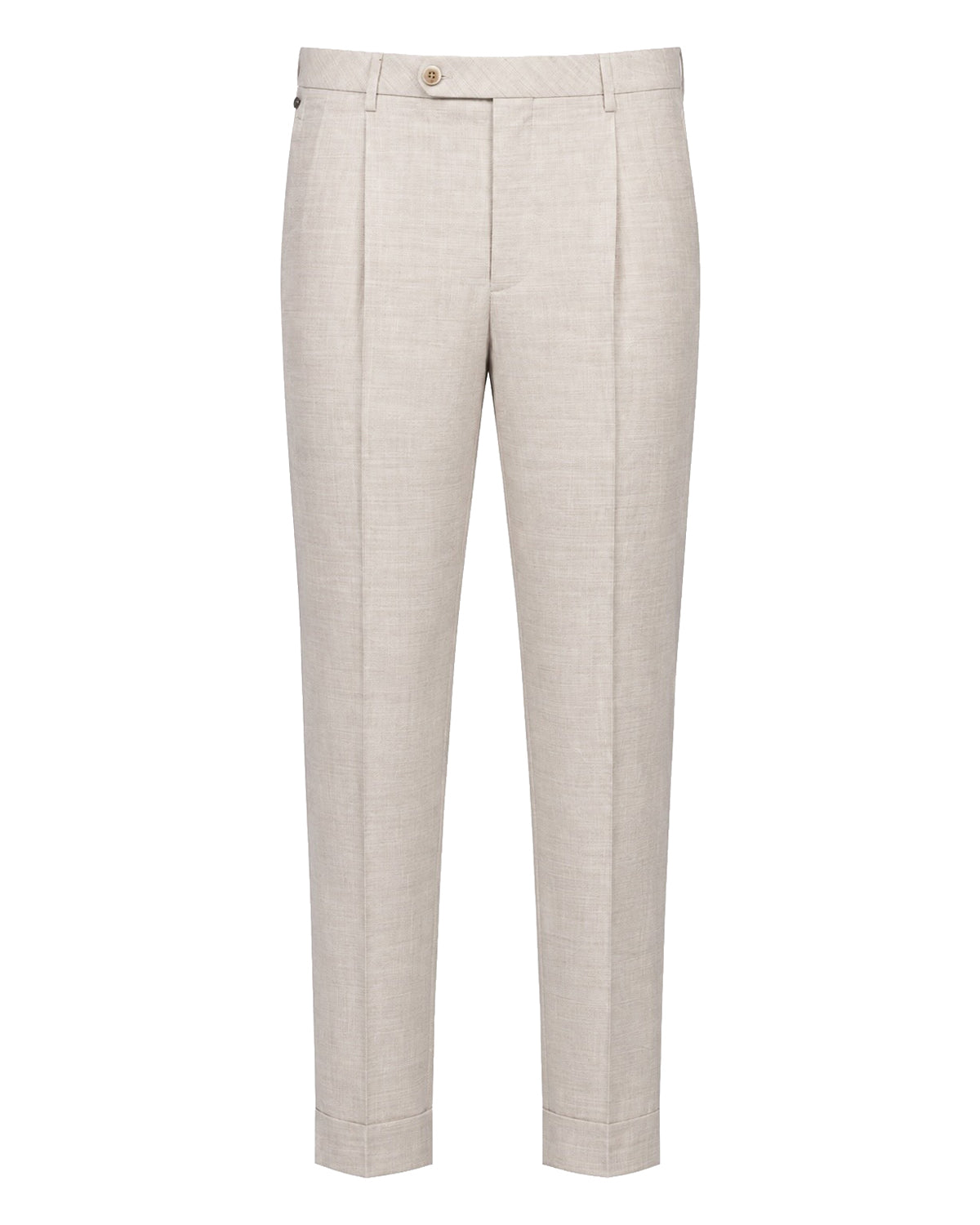 Linen Wool Trousers Relaxed Fit Pleated