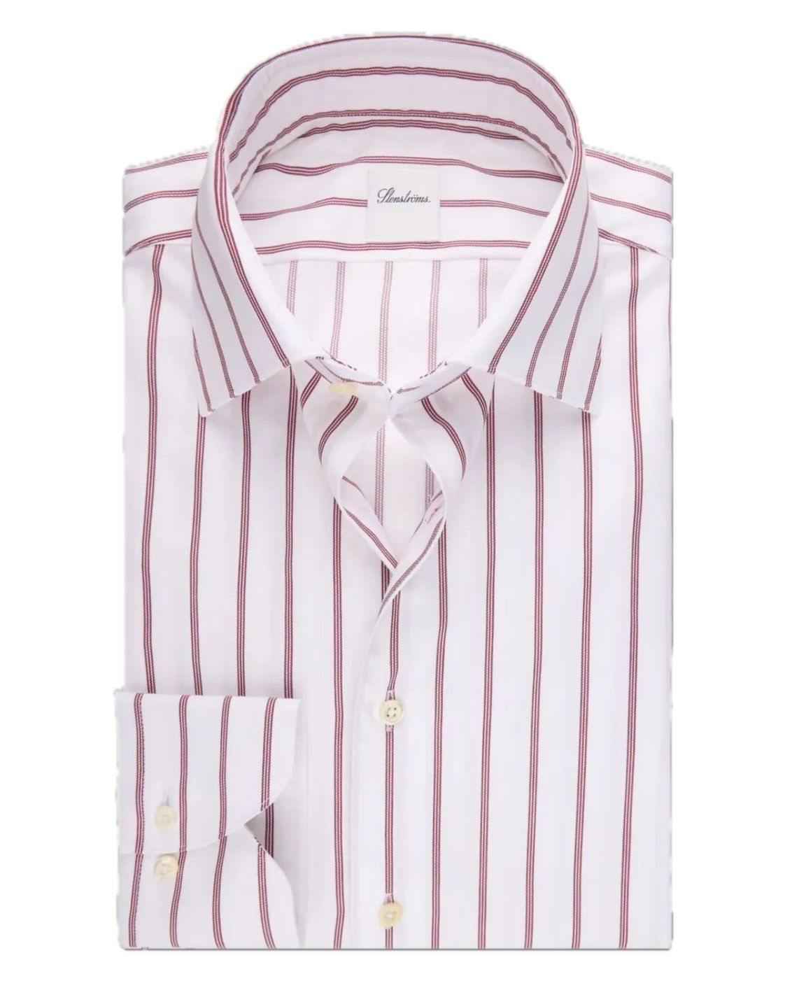Striped twill shirt in red twofold cotton