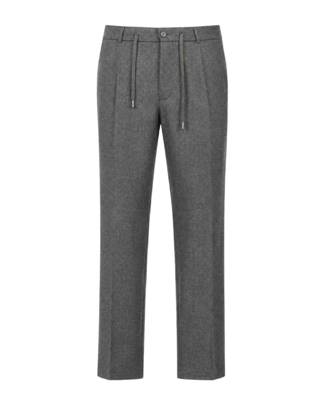 Bundfaltenhose aus Schurwolle in Grau