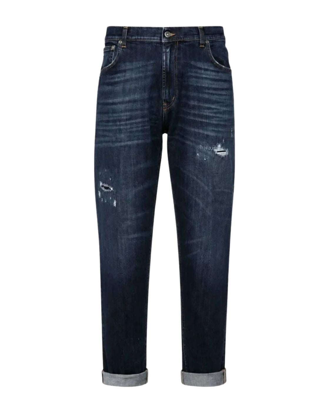Dark blue cotton loose-fit jeans
