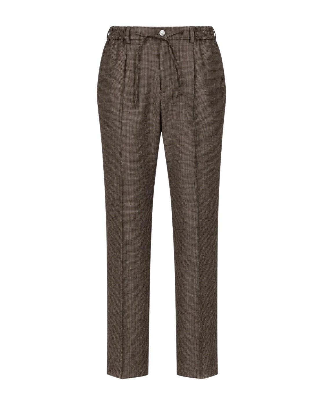 Pleated trousers in virgin wool with houndstooth pattern