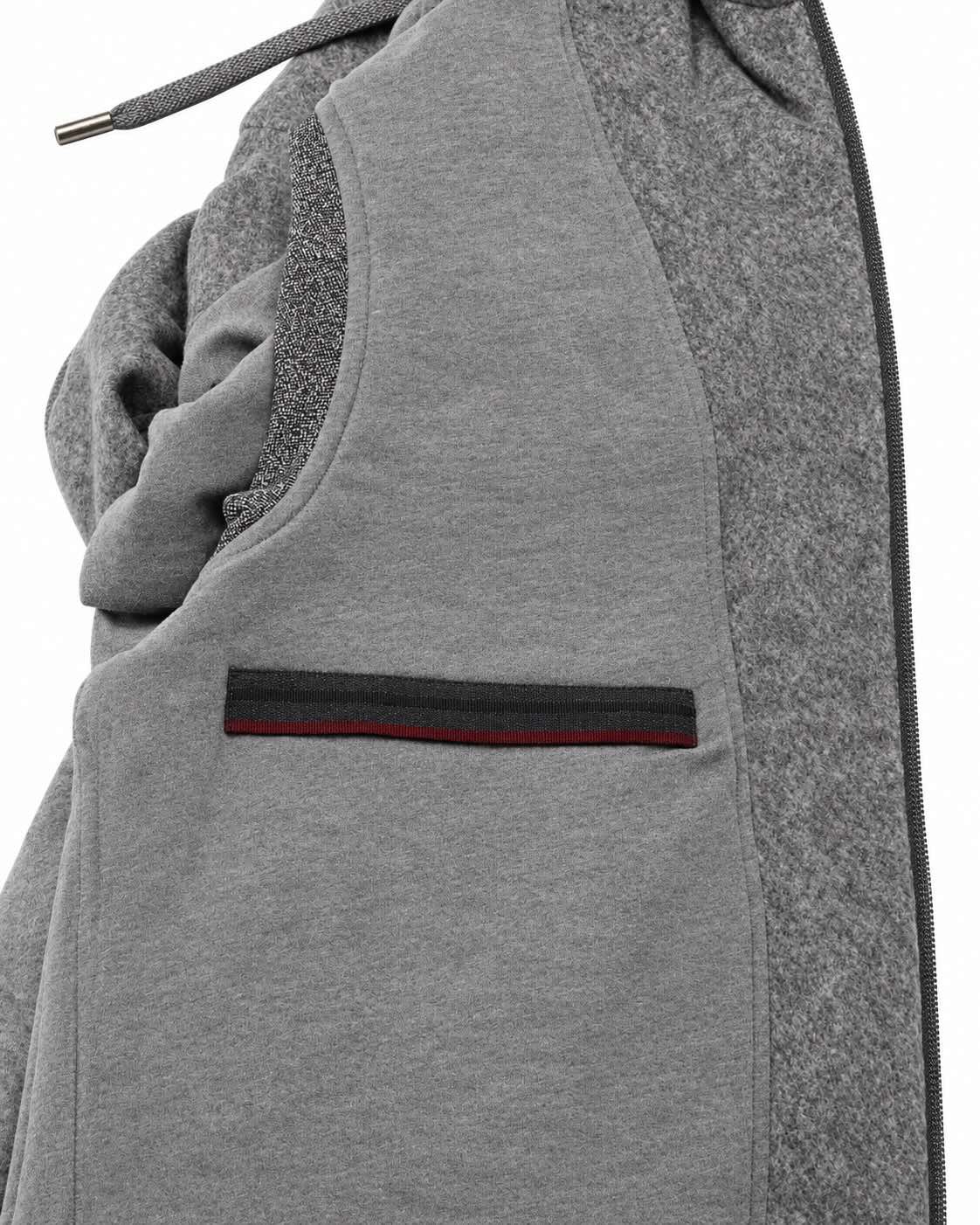 Hooded jacket made of cotton and wool in gray