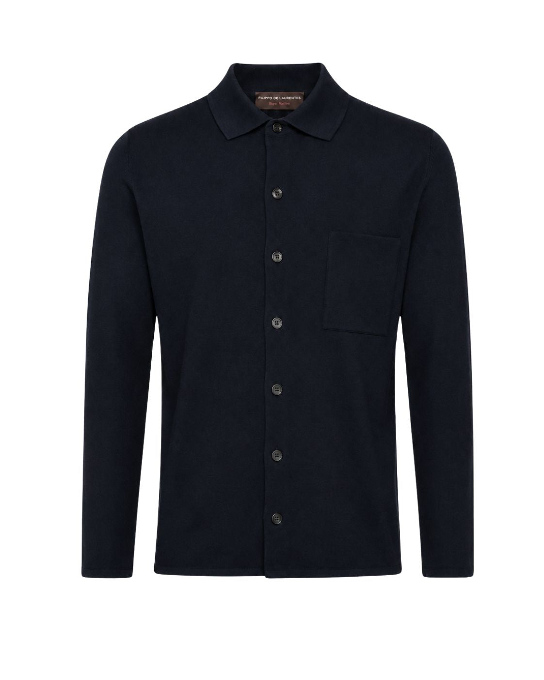 Dunkelblaues Overshirt aus Superfine 120’s Merinowolle