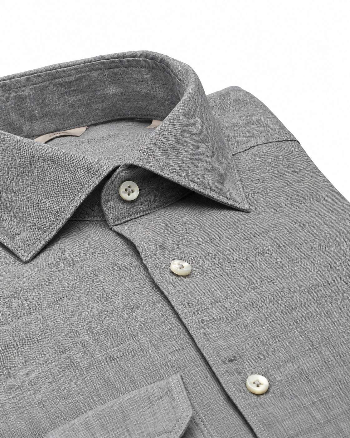 Linen Slim Fit Spread Collar Shirt