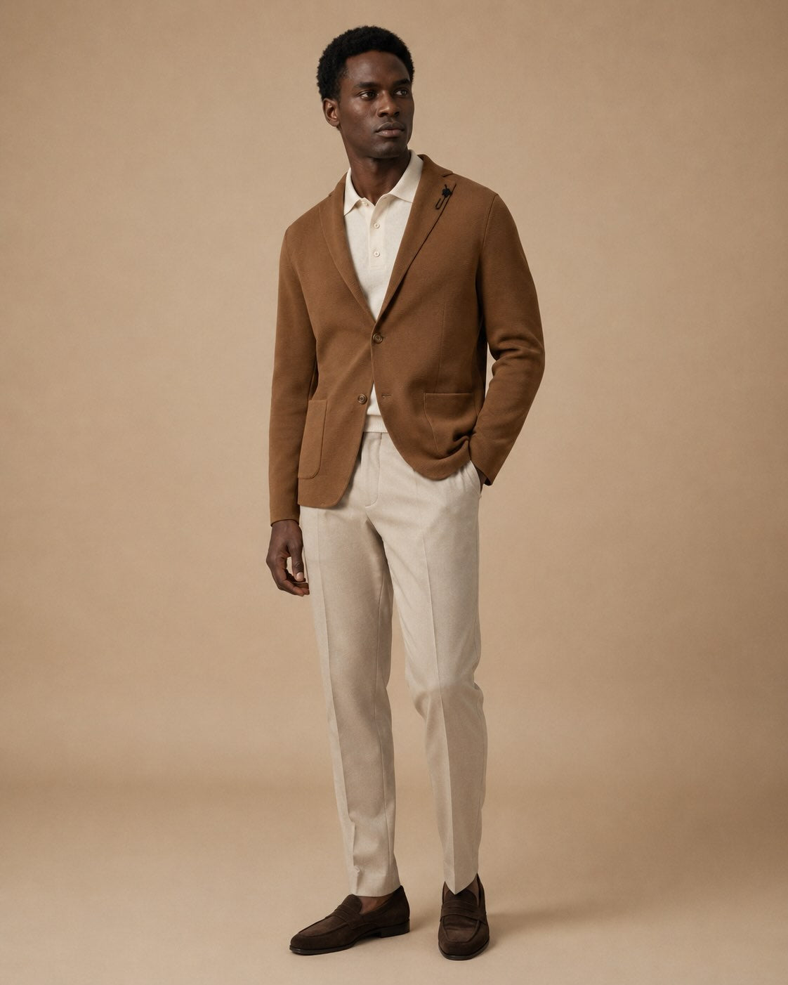 Cotton knitted blazer, slim fit
