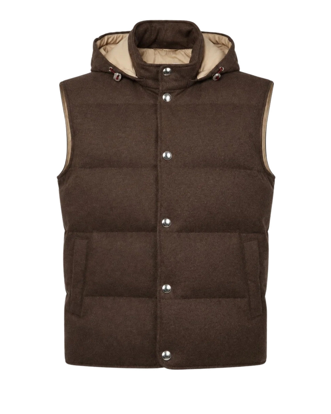 Gilet aus Kaschmir mit Kapuze in Braun