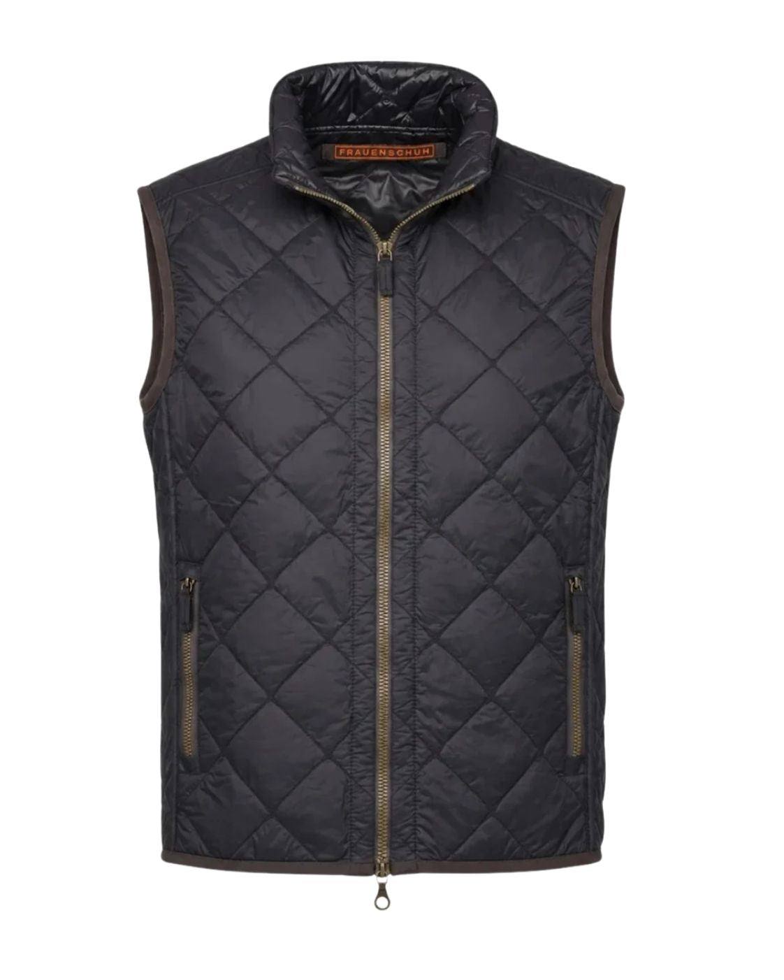 Quilted Gilet with Stand-Up Collar in Dark Blue