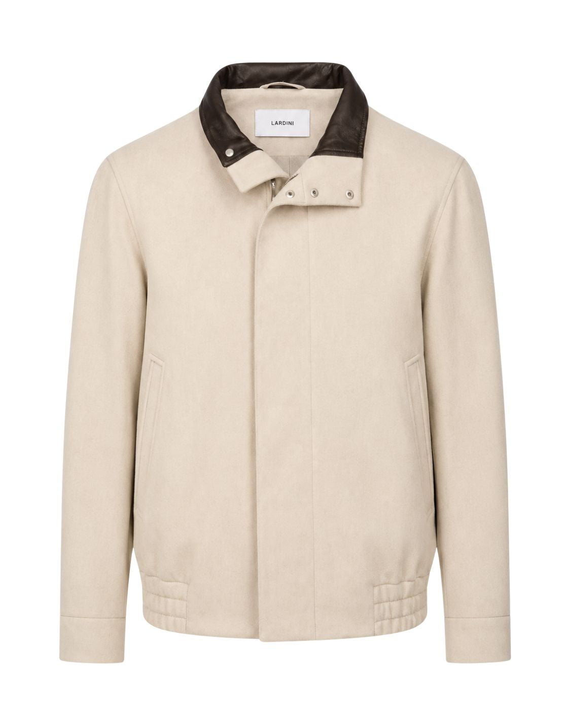 Wool bomber jacket with lambskin collar