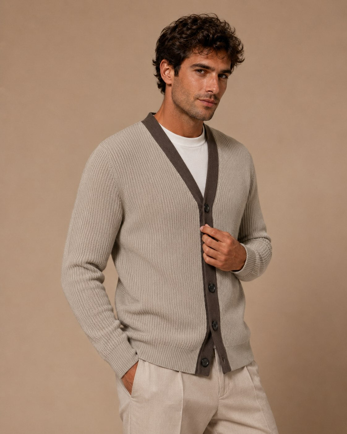 Baumwoll Cardigan Strick Relaxed Slim