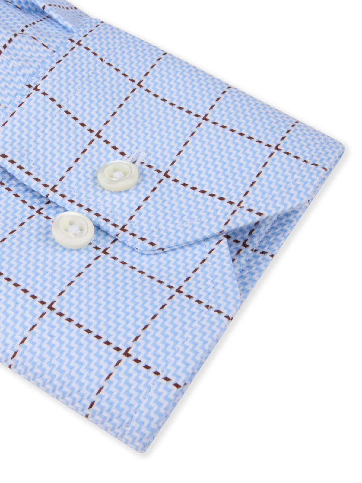 Light-blue checked twofold cotton twill shirt