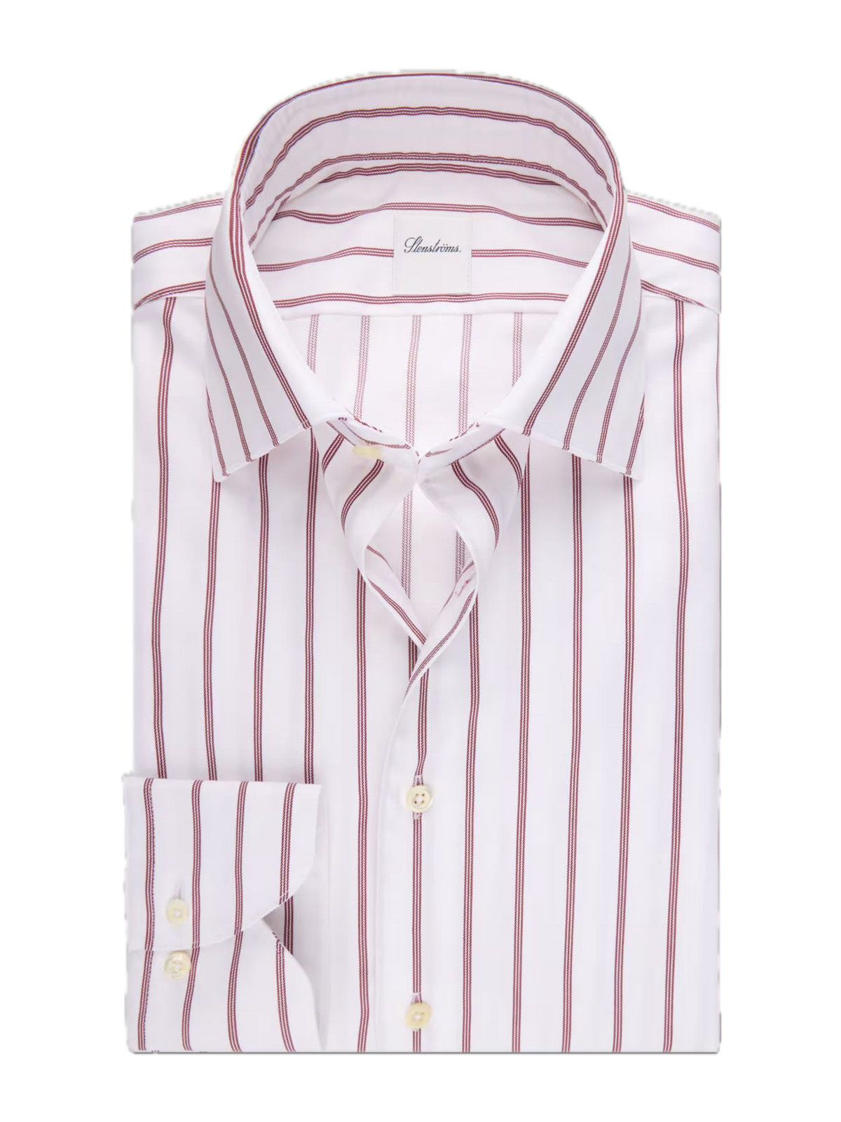 Striped twill shirt in red twofold cotton