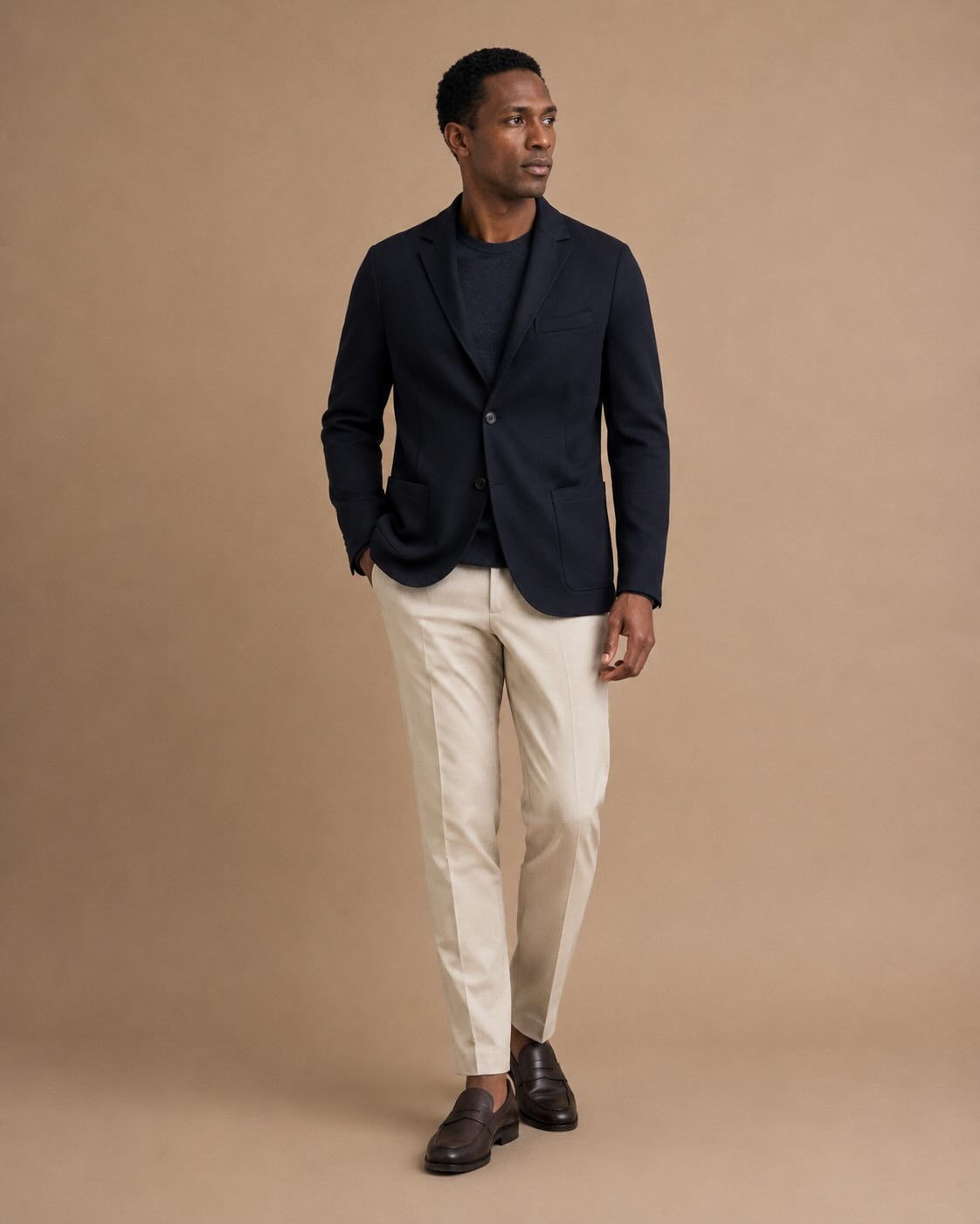 Baumwollpiqué Blazer Slim Fit