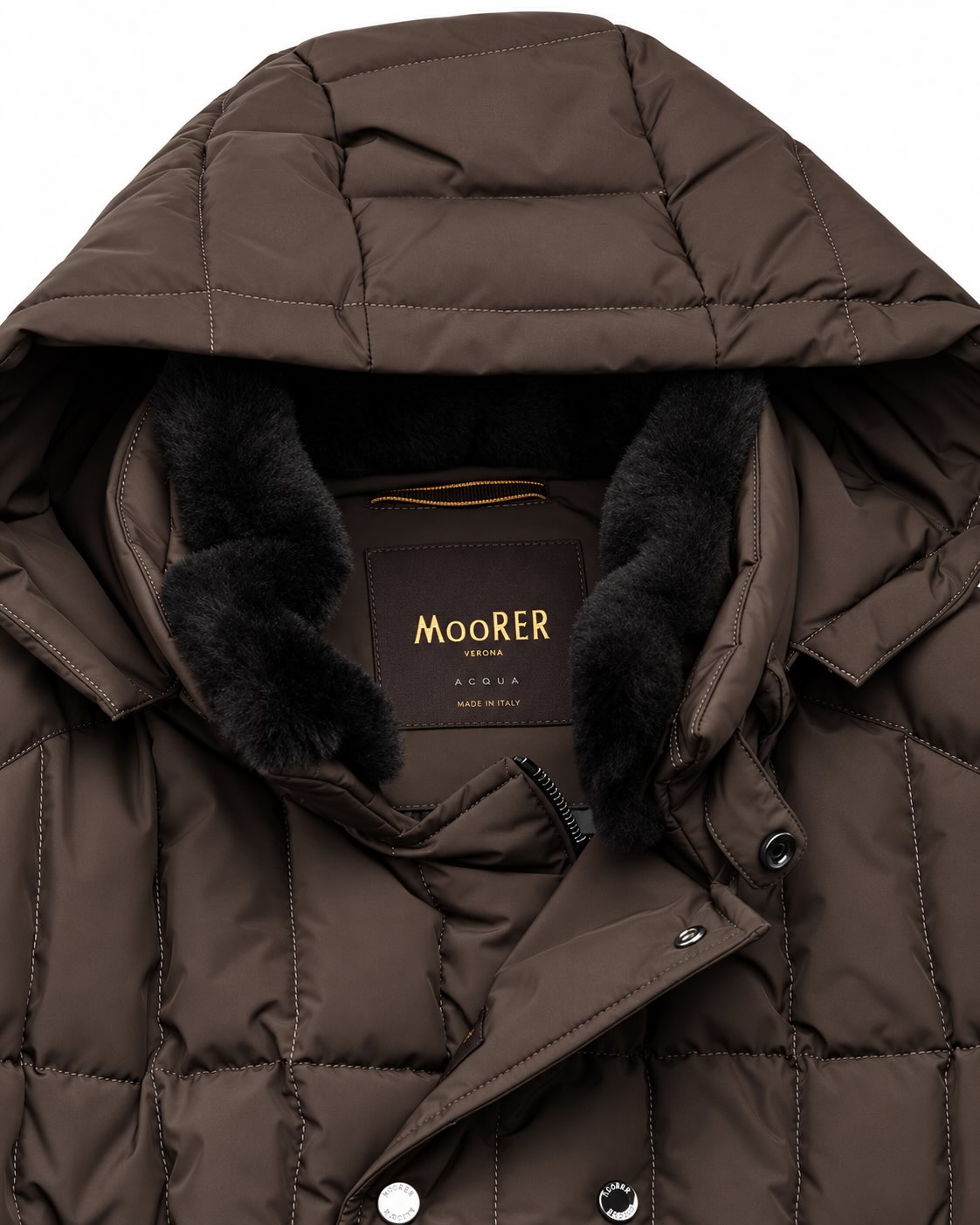 Dark brown hooded down puffer jacket
