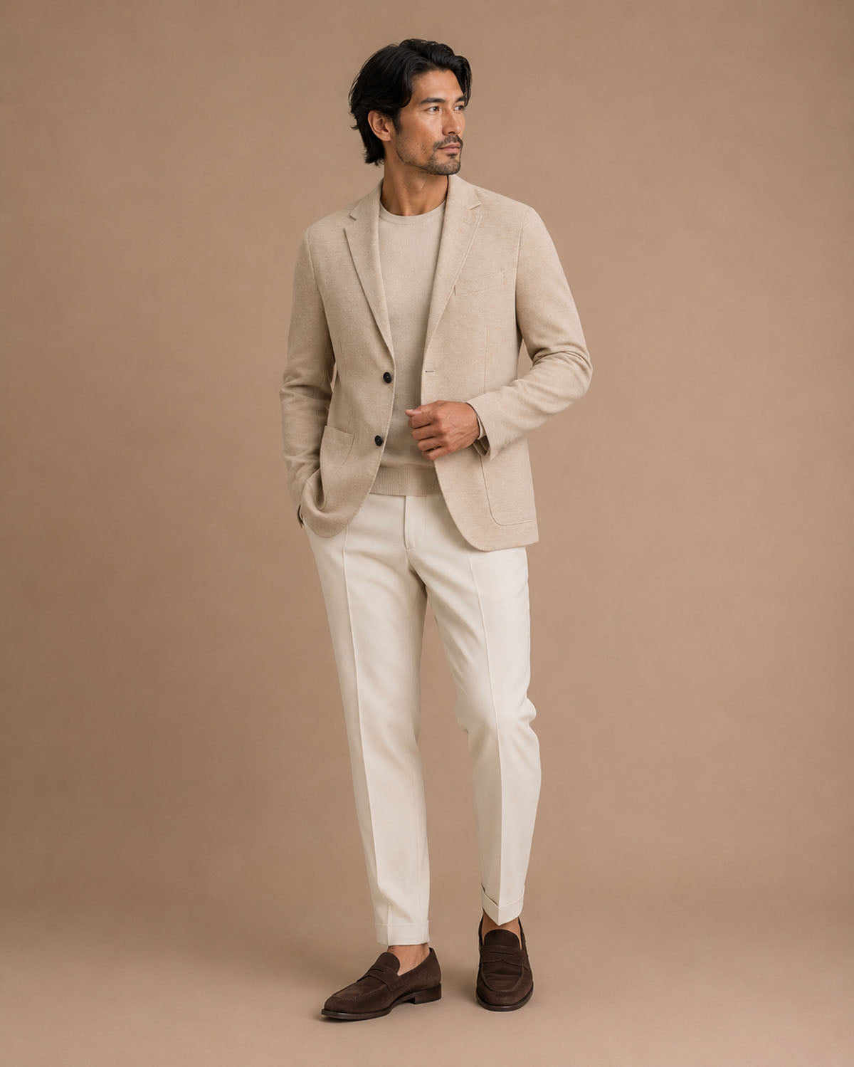 Jersey Sakko Baumwolle Slim Fit ungefüttert