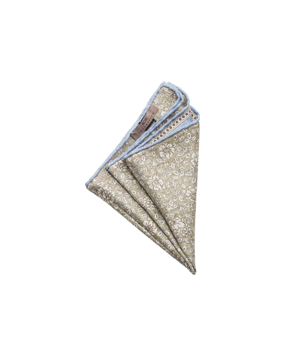 Silk pocket square, double-sided, hand-rolled, light blue