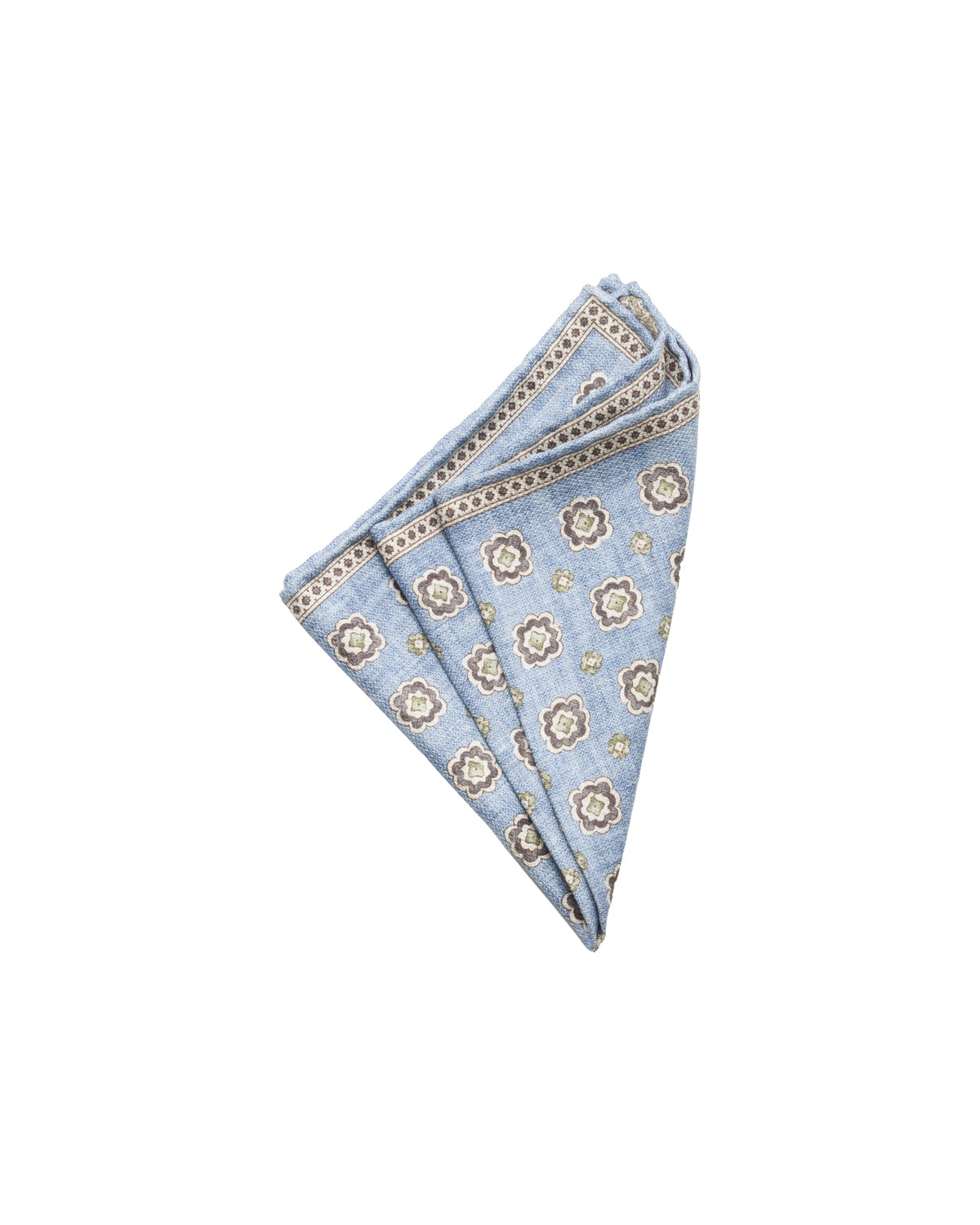 Silk pocket square, double-sided, hand-rolled, light blue