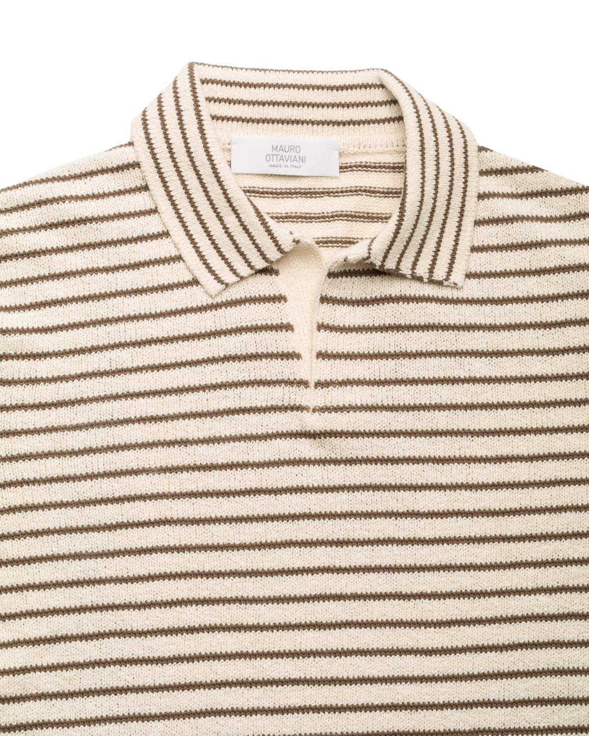 Strickpolo mit Streifen und kubanischem Kragen Slim Fit