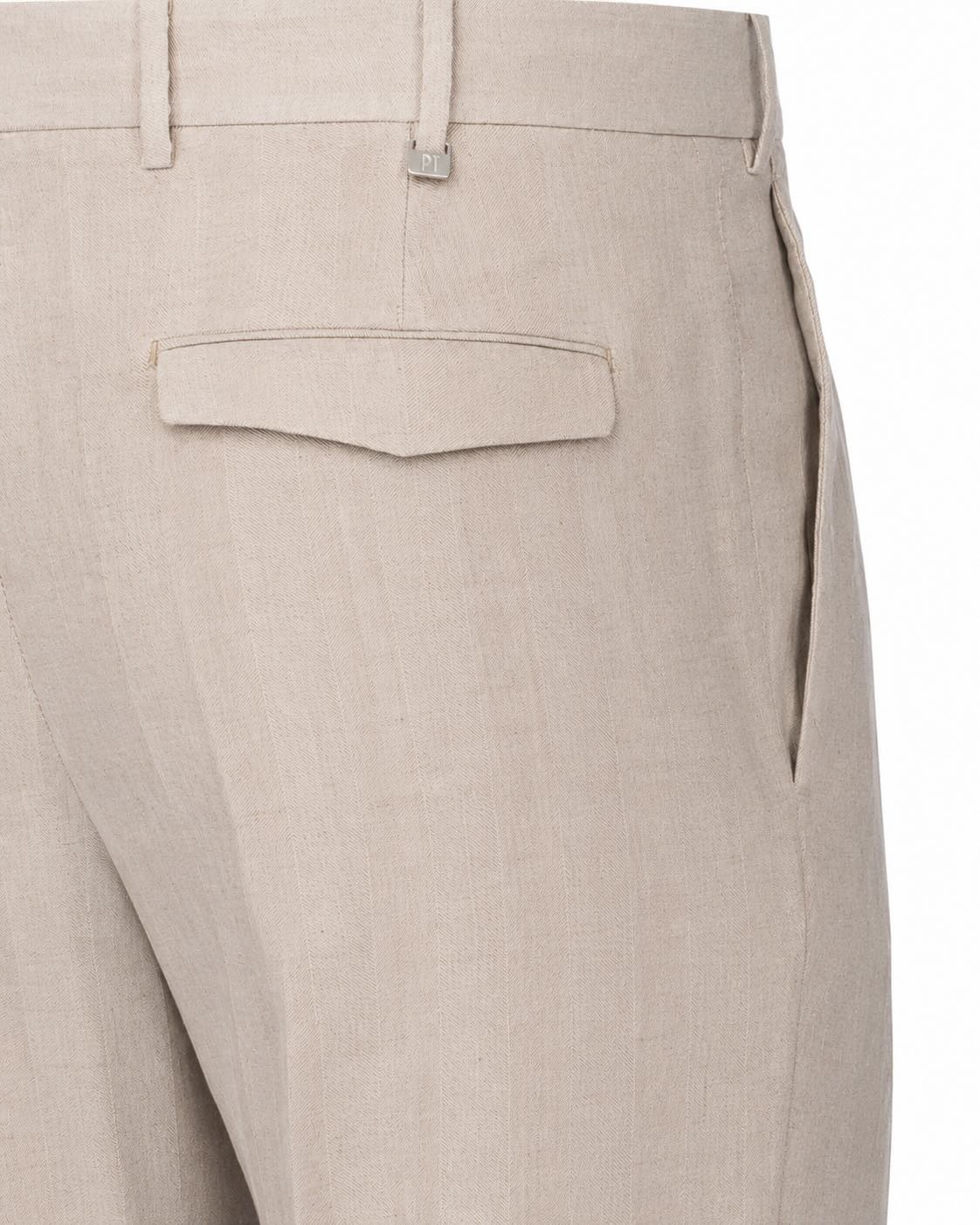 Linen Cotton Trousers Relaxed Fit Herringbone