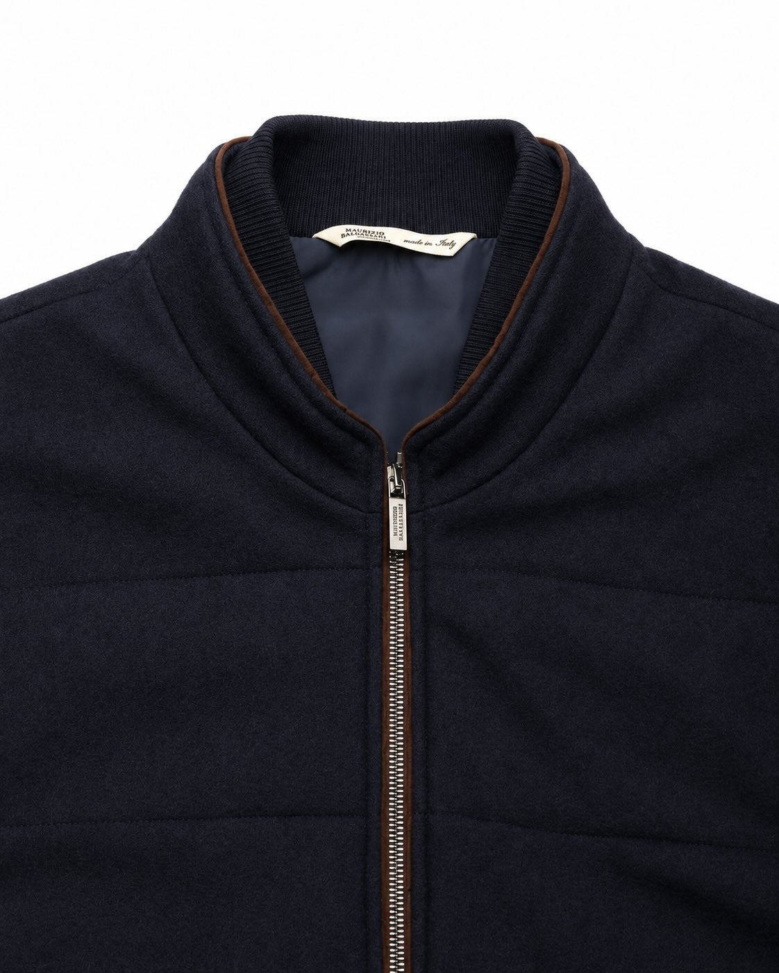 Dark blue slim-fit blouson in virgin wool
