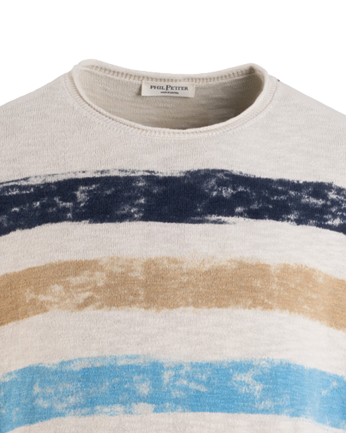 Handbemalter Baumwollpullover mit Flammgarn Relaxed Fit