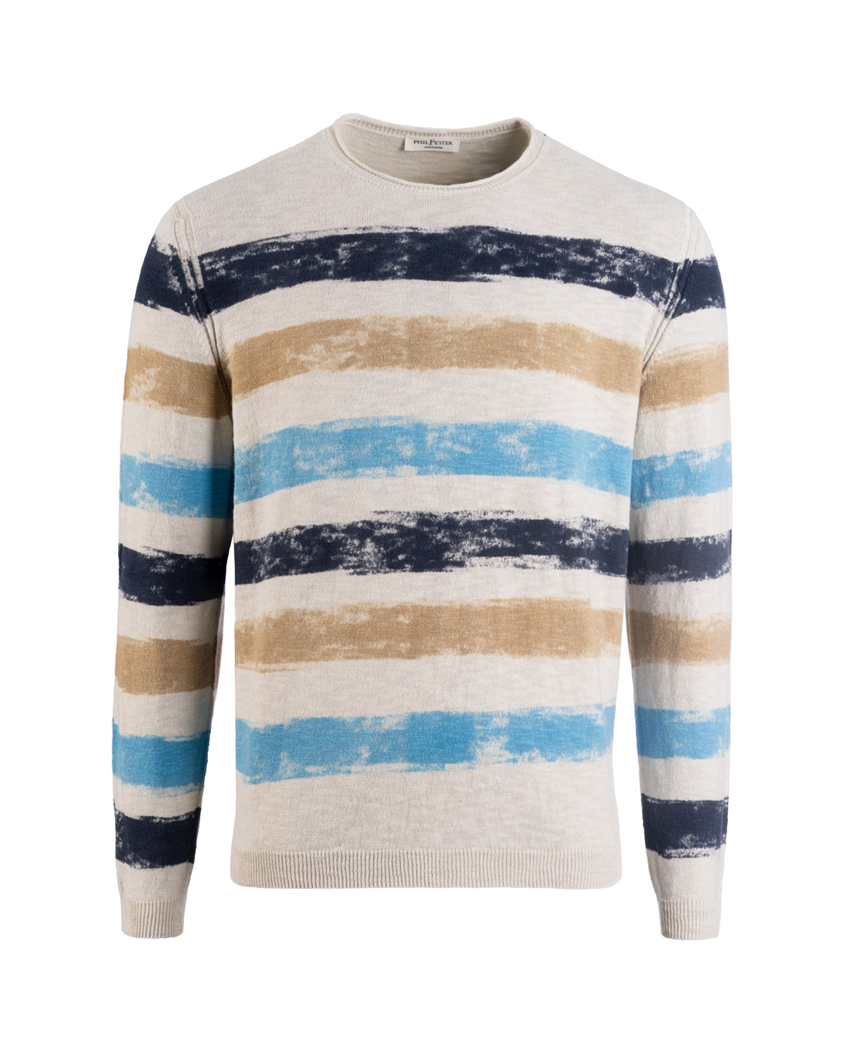 Handbemalter Baumwollpullover mit Flammgarn Relaxed Fit