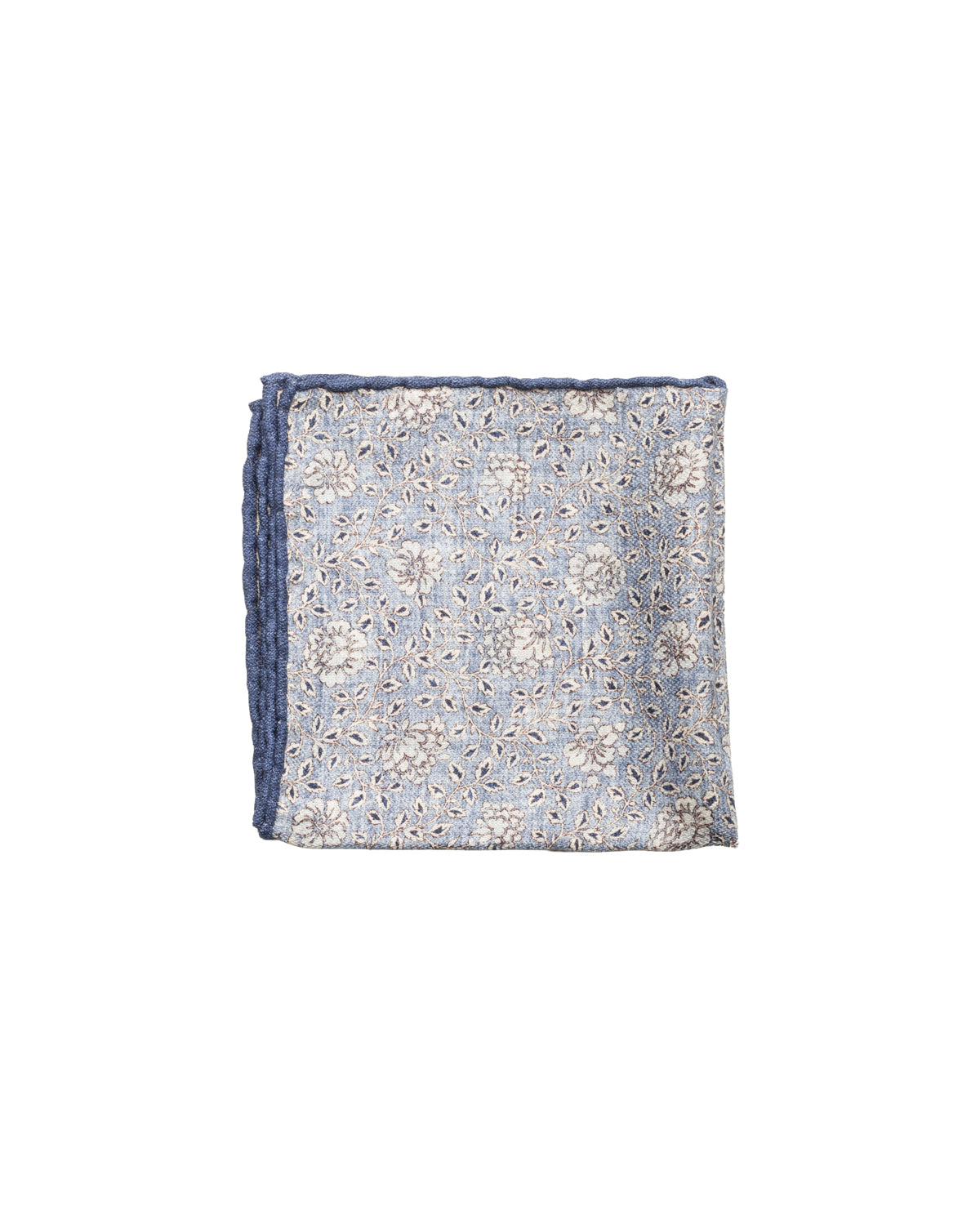 Silk pocket square, double-sided, hand-rolled, blue