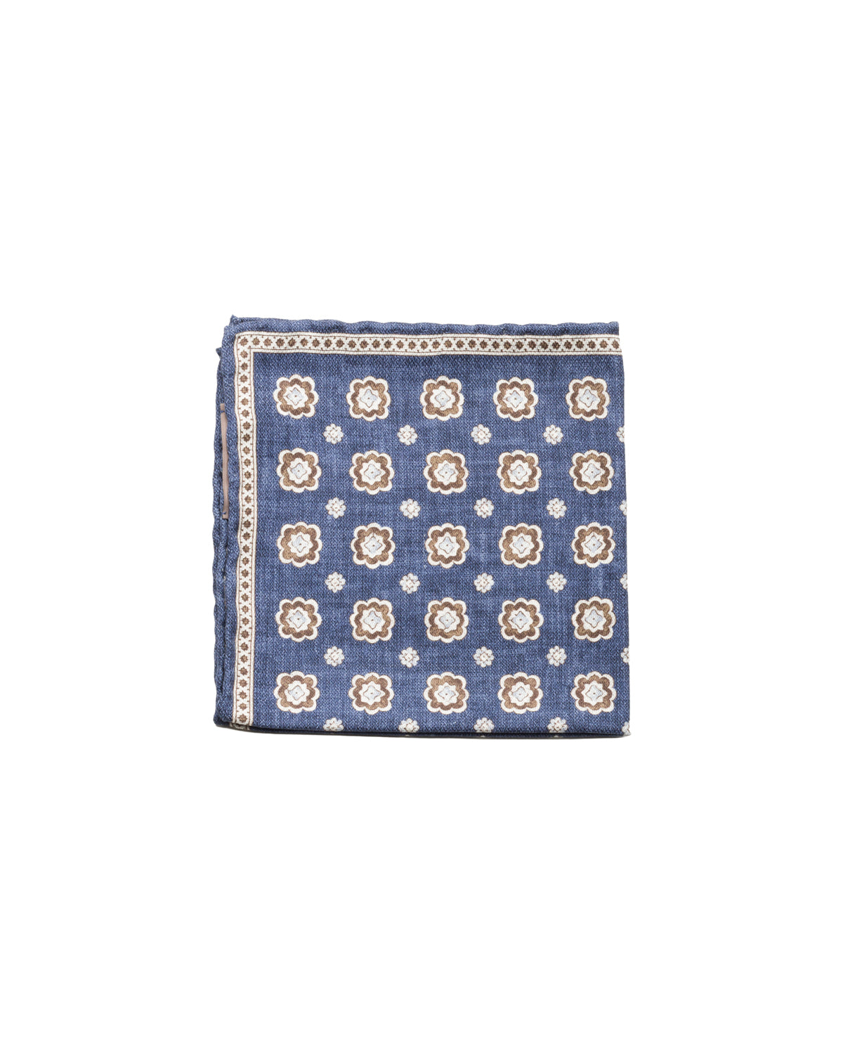 Silk pocket square, double-sided, hand-rolled, blue