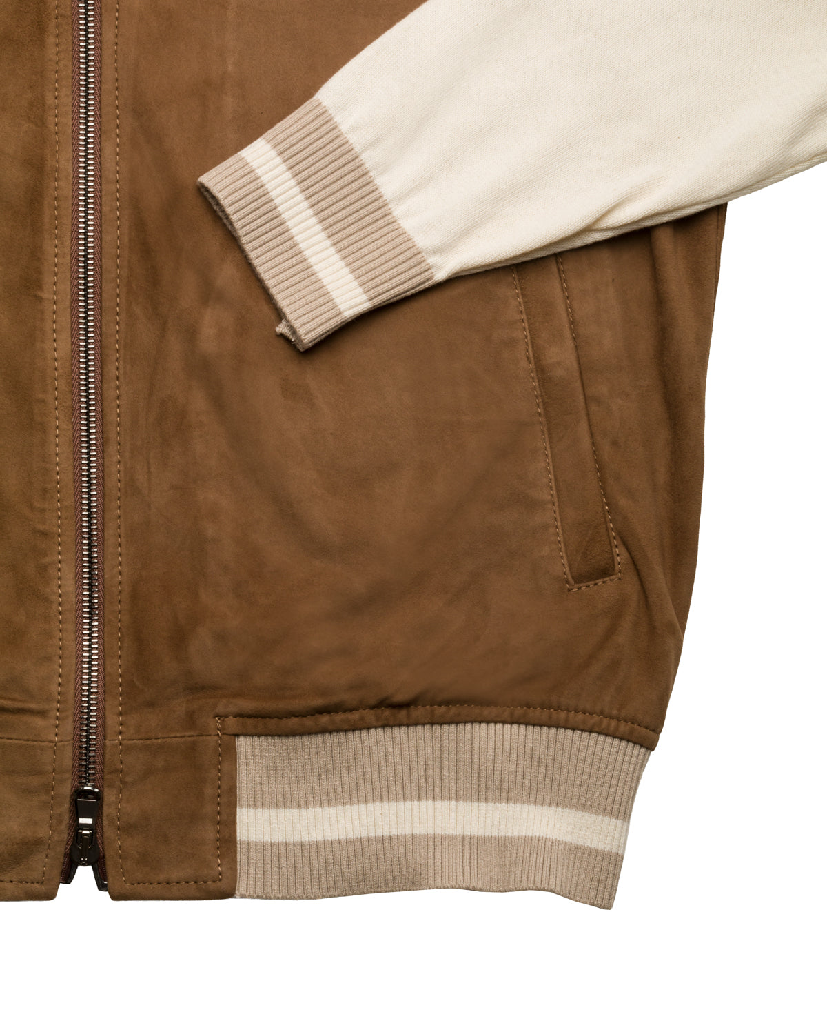 Lammleder Bomberjacke Slim Fit mit Strickdetails