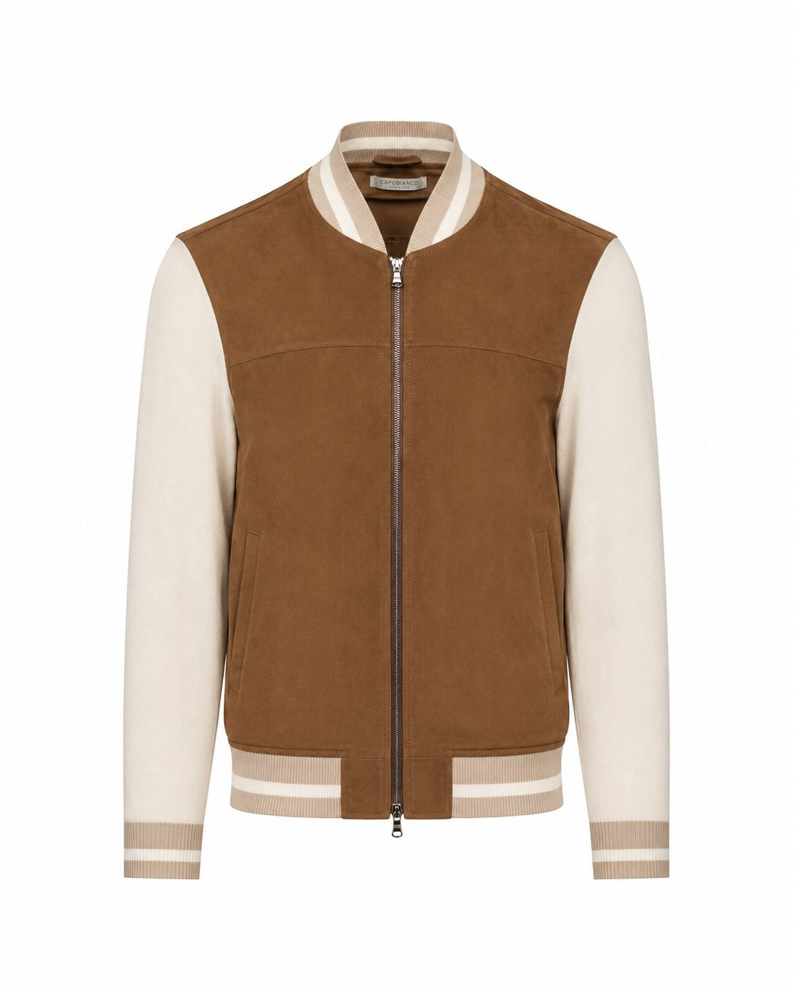 Lambskin bomber jacket, slim fit, with knit details