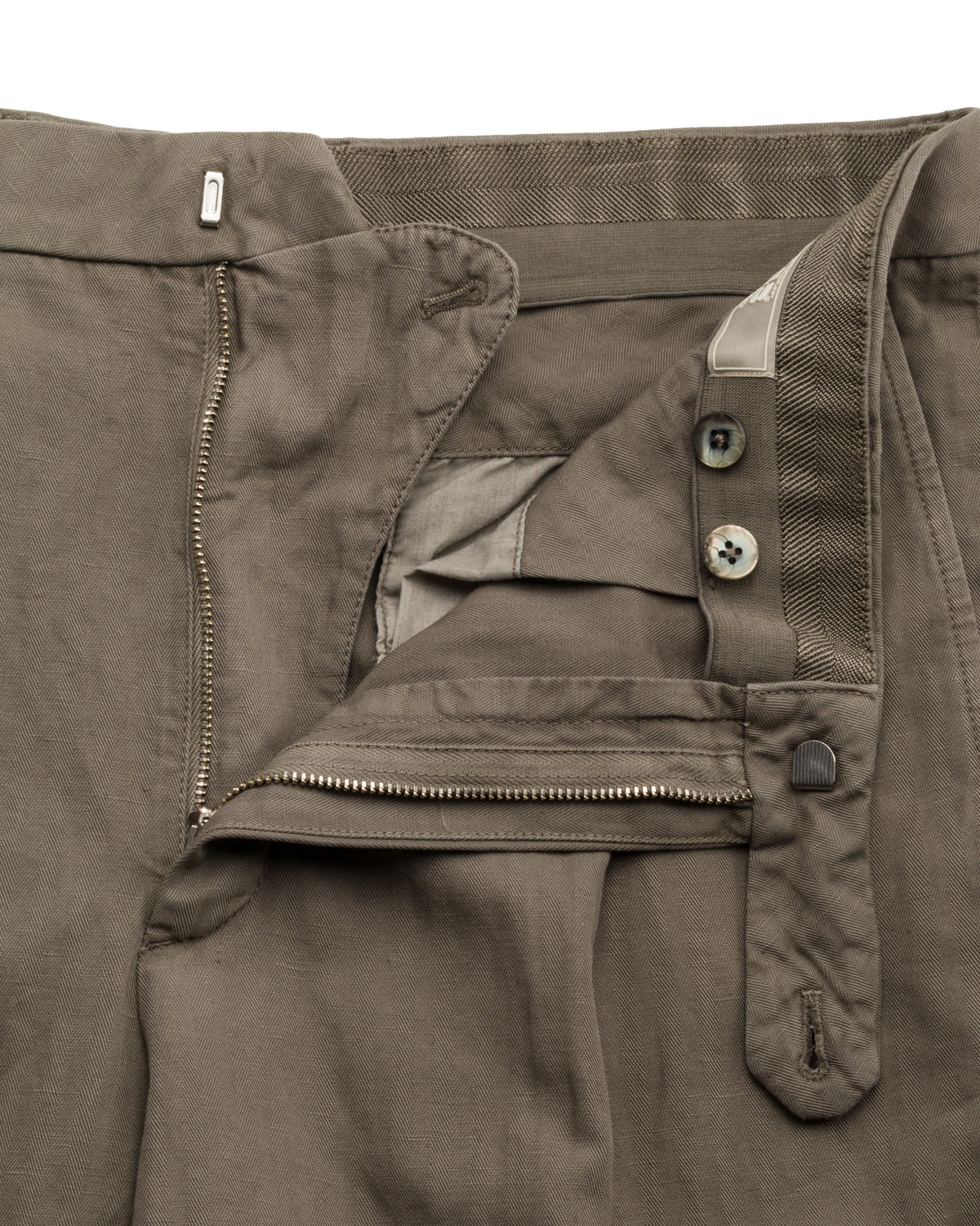 Luca Cropped Hose Baumwolle Leinen Fischgrat Relaxed Slim