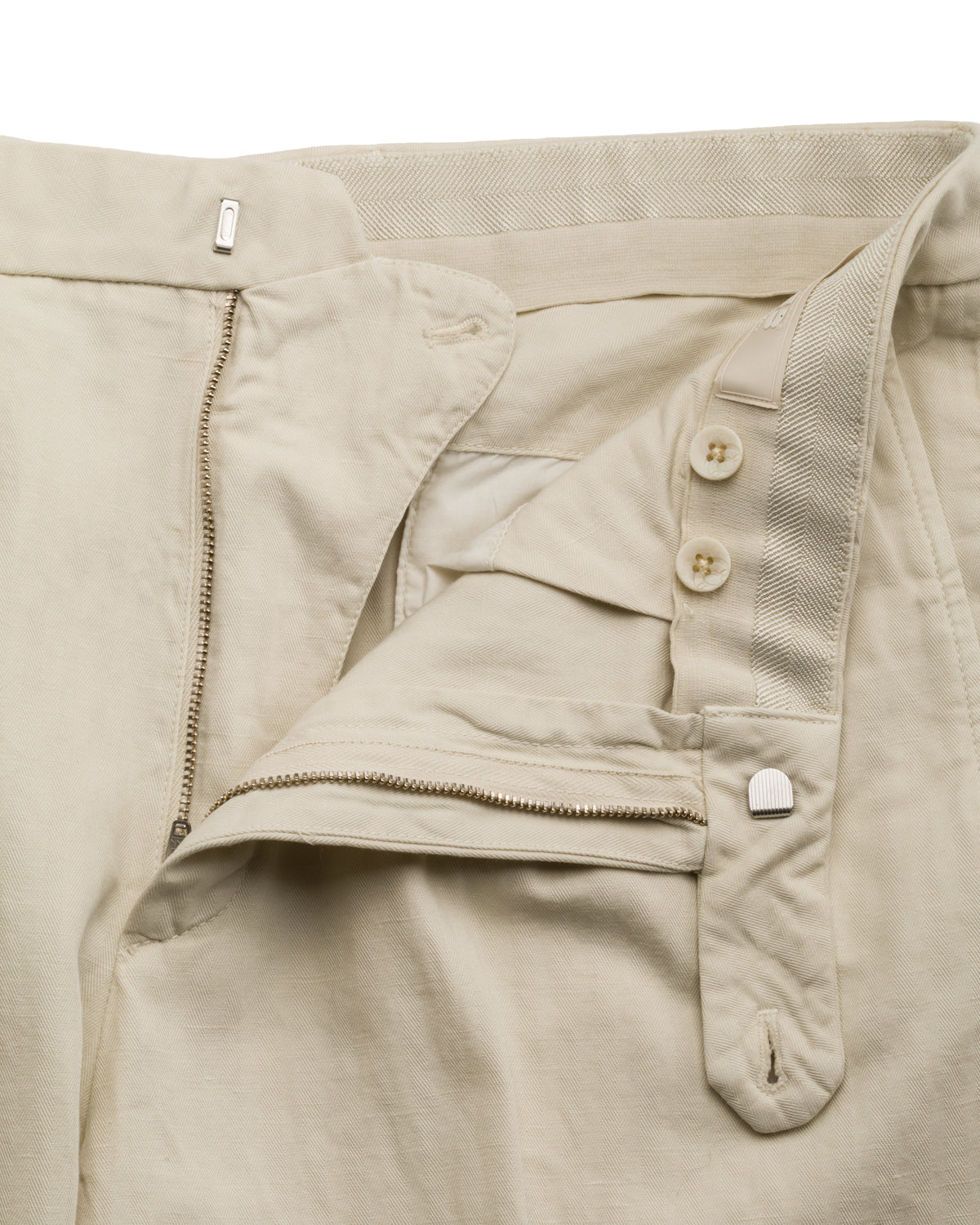 Luca Cropped Hose Baumwolle Leinen Fischgrat Relaxed Slim