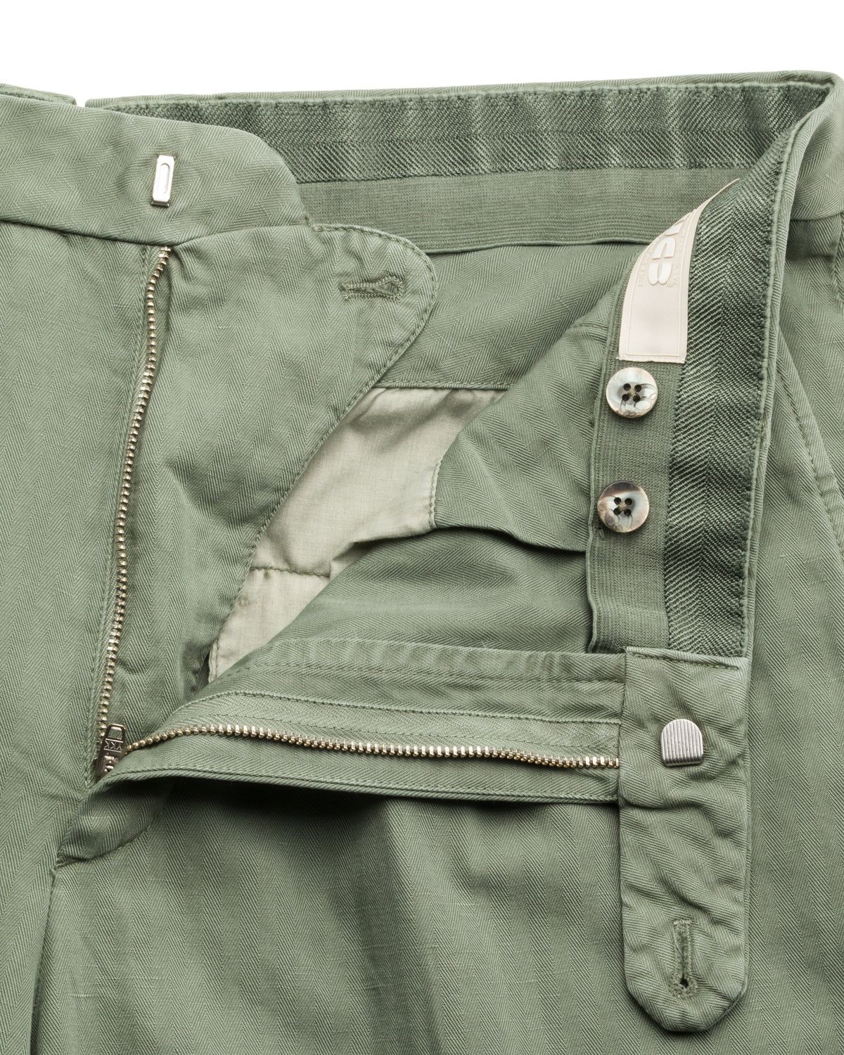 Luca Cropped Hose Baumwolle Leinen Fischgrat Relaxed Slim