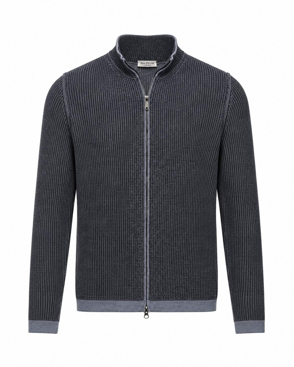 Light blue merino wool and cotton cardigan