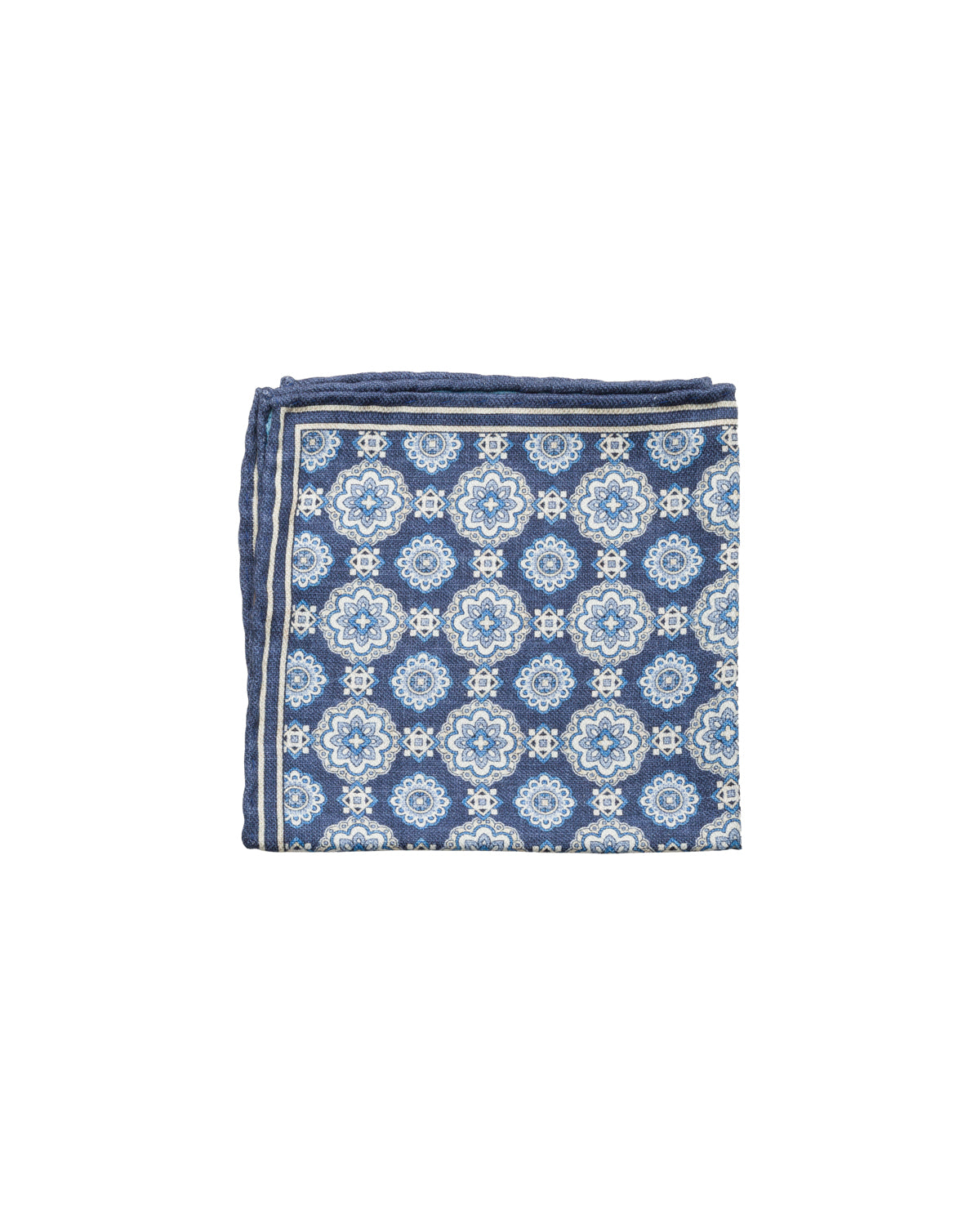 Silk pocket square, double-sided, hand-rolled, light blue