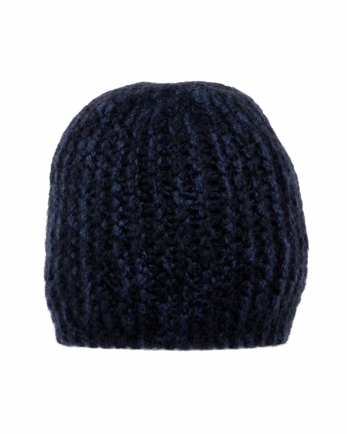 Dark blue cashmere beanie NOVA in ribbed knit