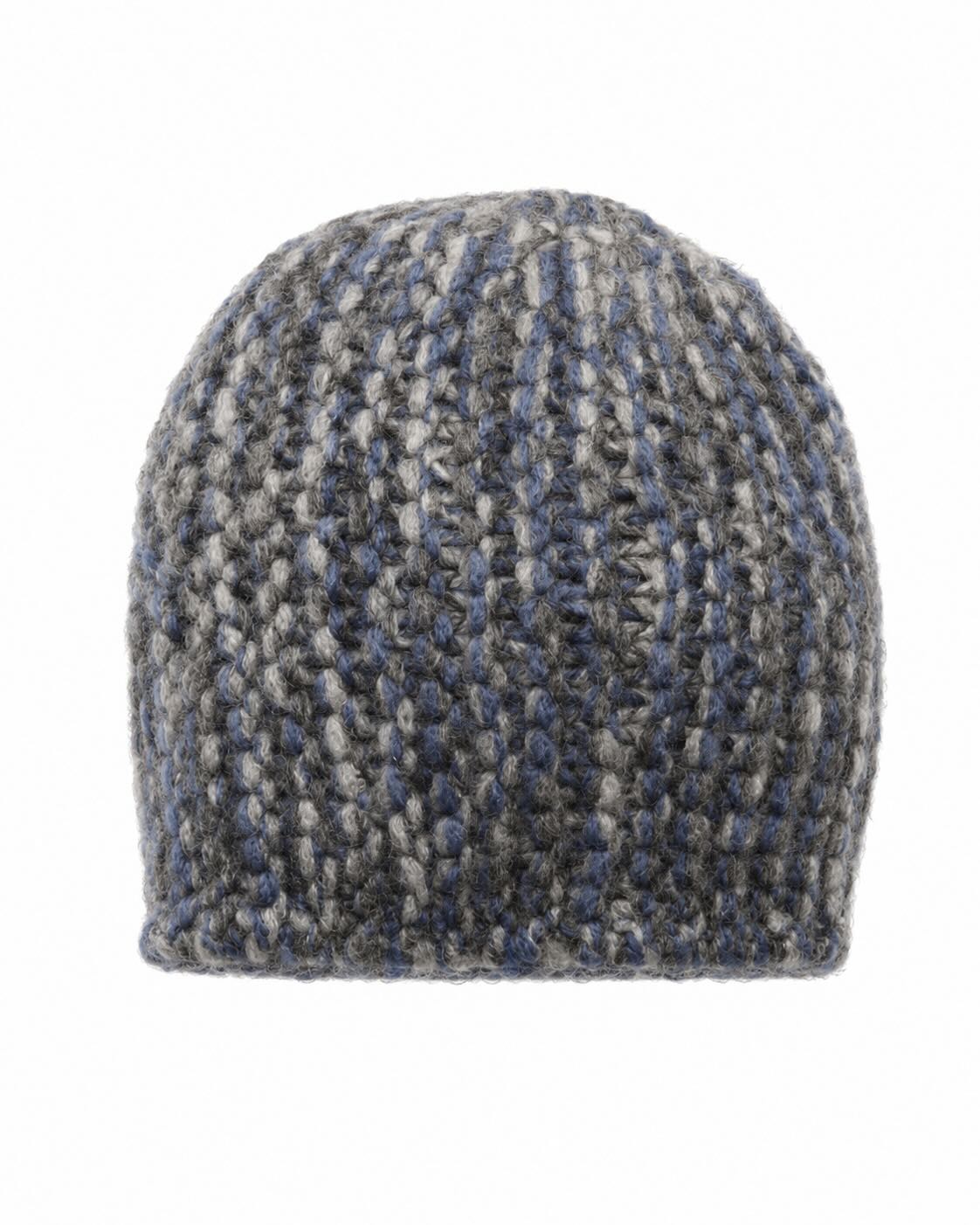 Grey-blue cashmere beanie NOVA with a mottled look