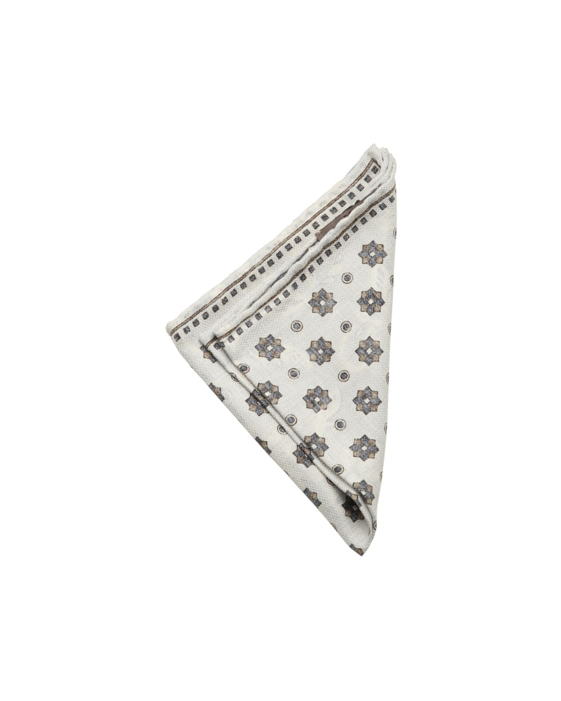 Silk pocket square EASY with floral and geometric pattern