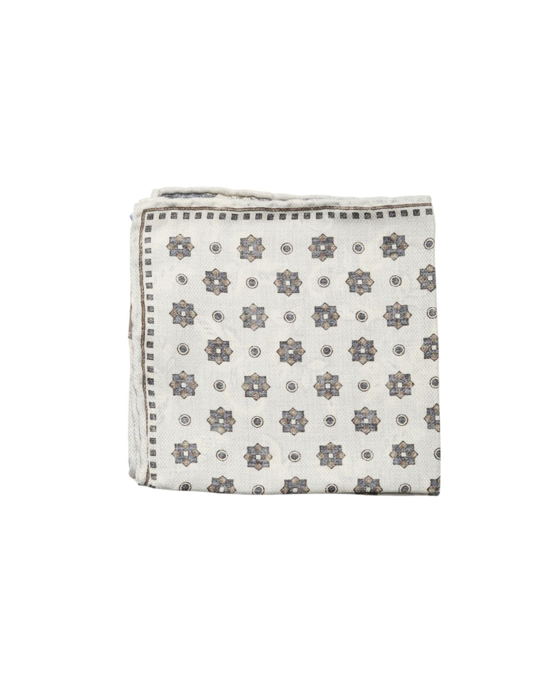 Silk pocket square EASY with floral and geometric pattern