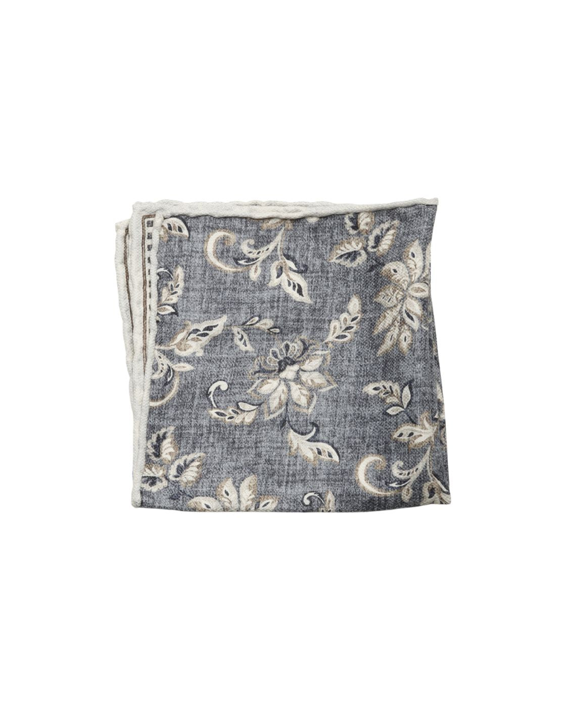 Silk pocket square EASY with floral and geometric pattern